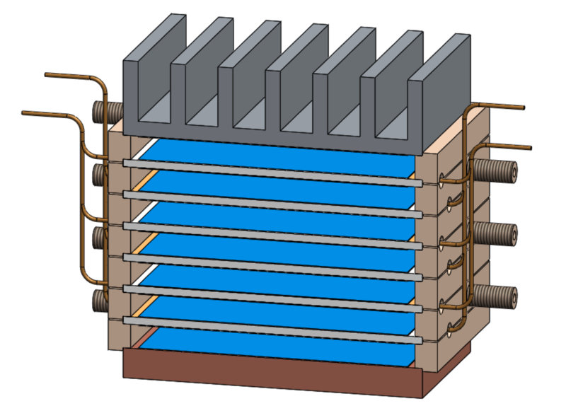 ELECTROCALORIC SOLID STATE COOLING MODULE WITH THERMAL DIODES (EKDM